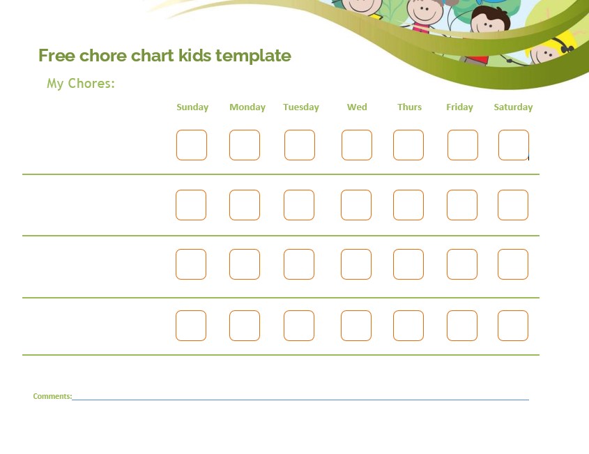 Free chore chart kids template