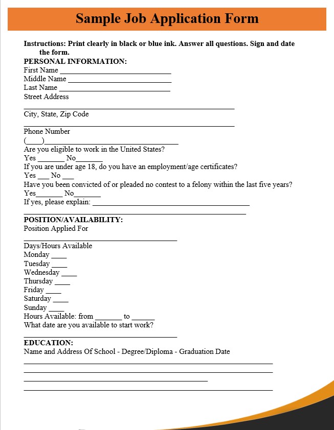 Generic Job Application Form