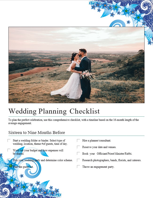 Printable Wedding Planning