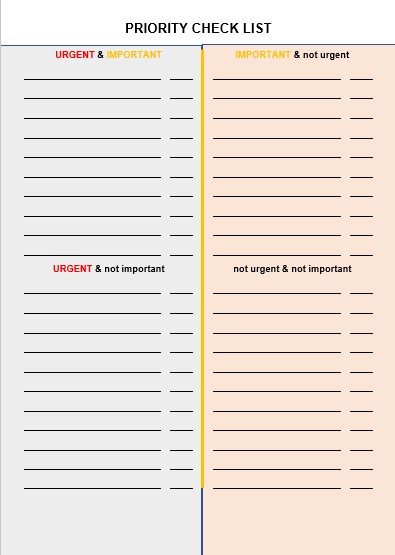 Priority Check List Template