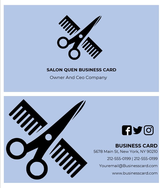 Salon business cards templates