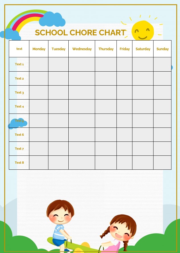 School Chore Chart Template