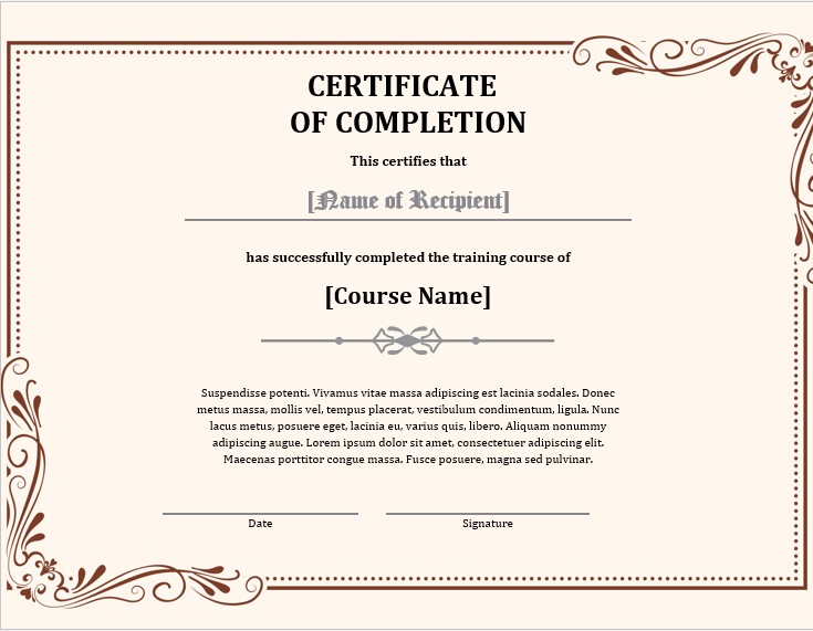 Simple Training Completion Certificate