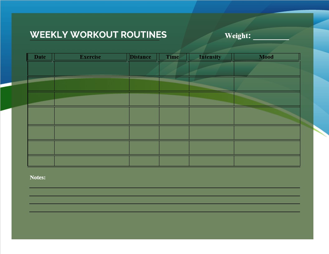 Simple workout routines template