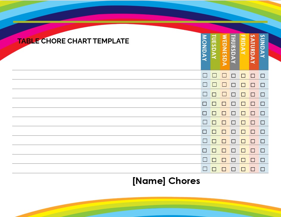 Table Chore Chart Kids