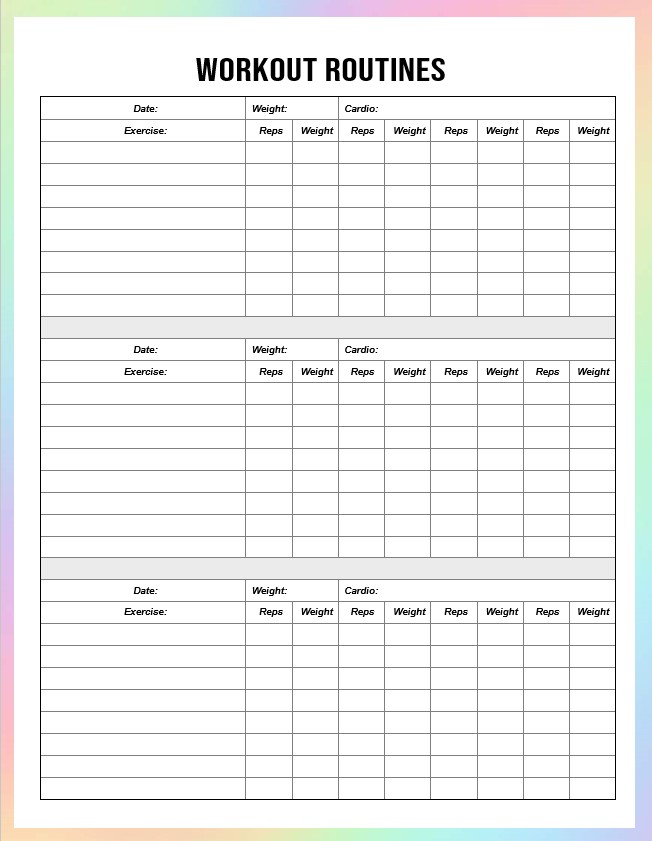 Template workout routines