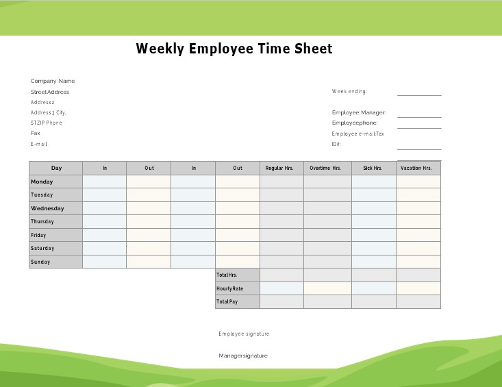 Weekly Employee Time Sheet