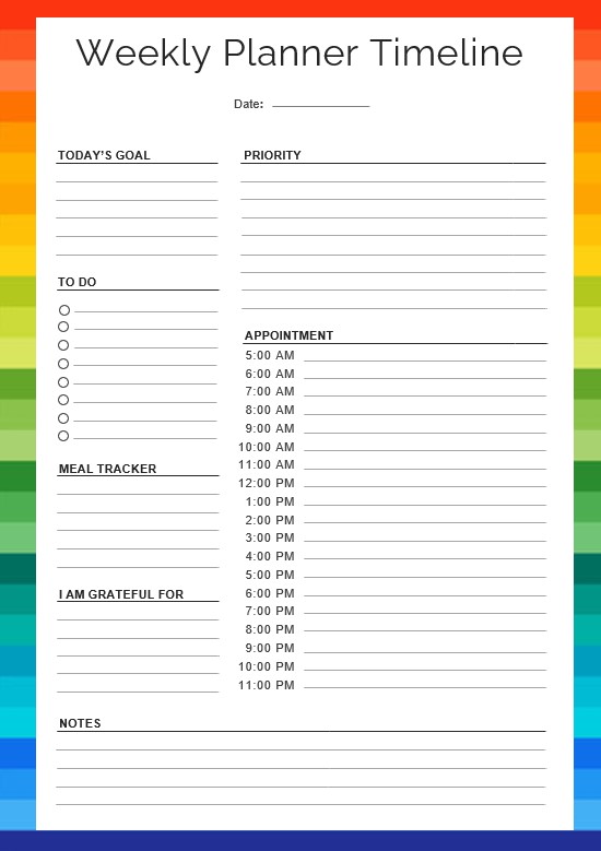 Weekly Planner Timeline