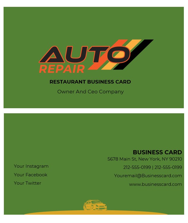 auto repair business cards templates