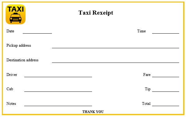 blank taxi receipt template