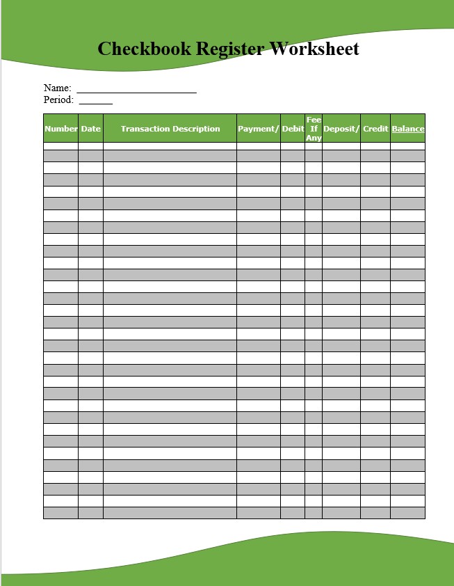 checkbook register worksheet 1