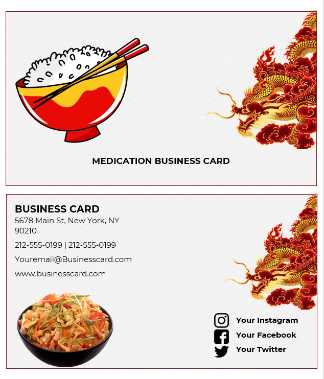 chinese food business cards templates