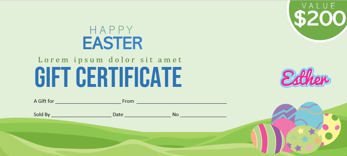 easter gift certificate template