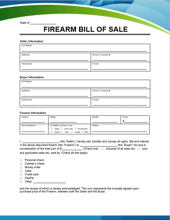 firearm bill of sale