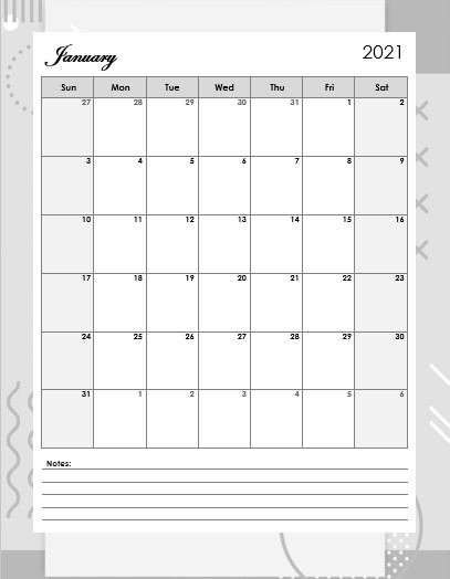 monthly calendar template large boxes