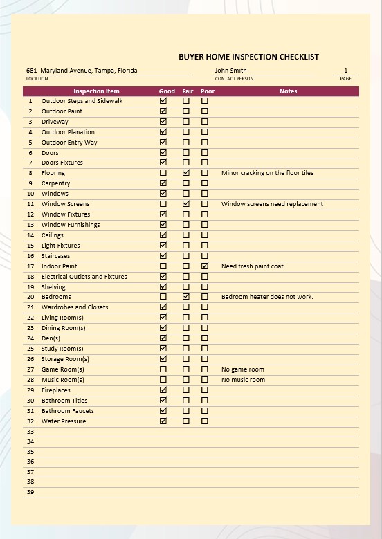 printable home inspection checklist