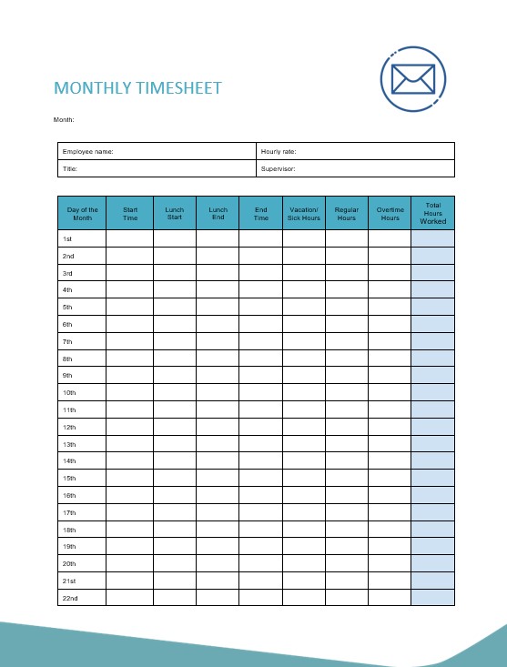 printable monthly time sheets forms