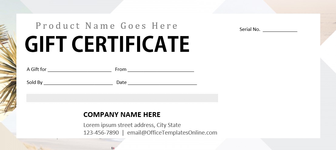 product gift certificate template