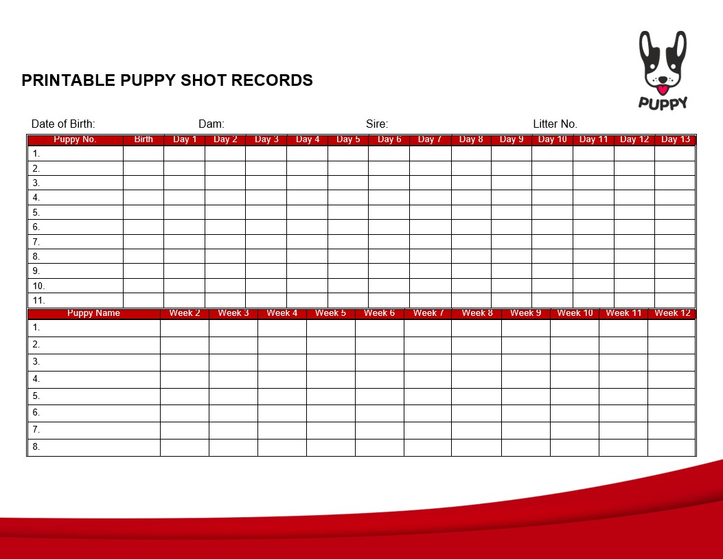 puppy shot records Template