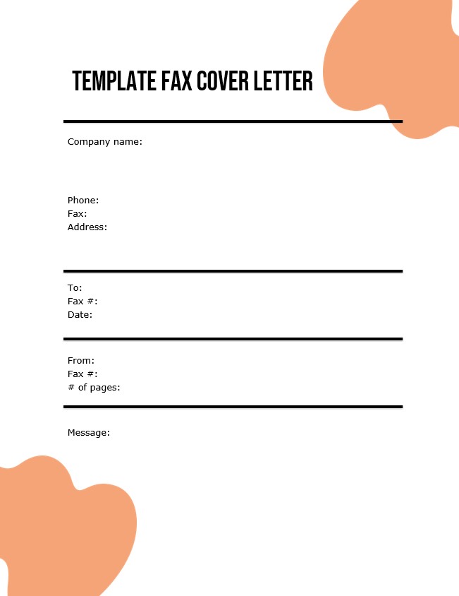 template fax cover letter