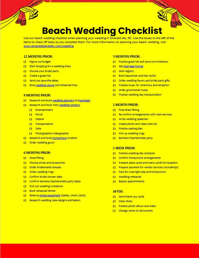 Beach Wedding Planner Checklist