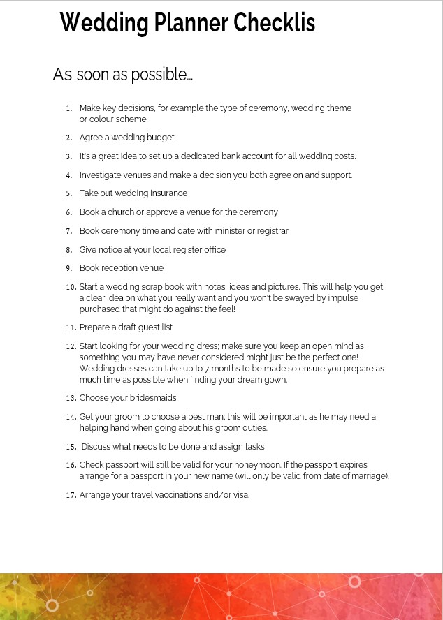 Corporate Wedding Checklist