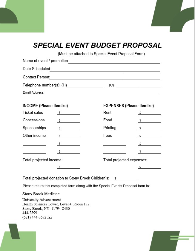 Event budget proposal template