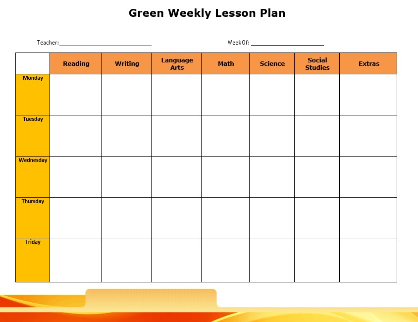 Green Weekly Lesson Plan Template