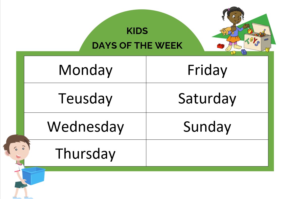 Kids days of the week Template