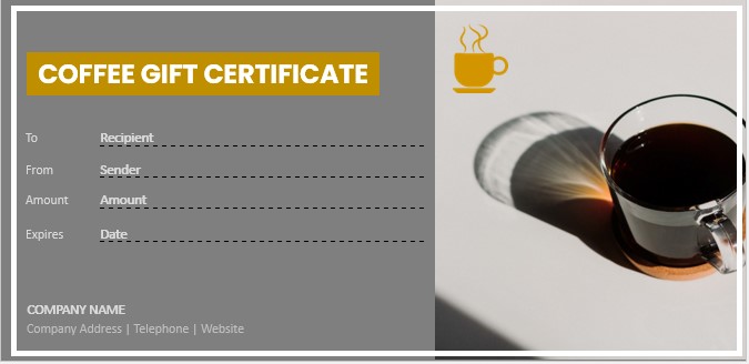 coffee gift certificate template