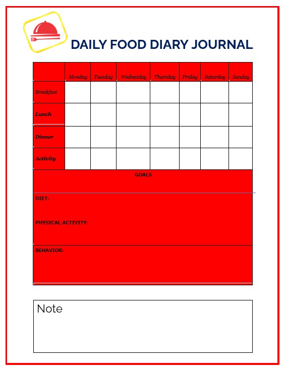 printable food journal Template