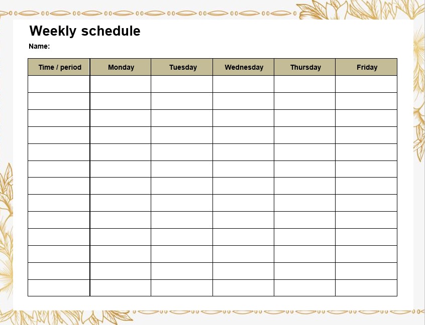 printable weekly schedule