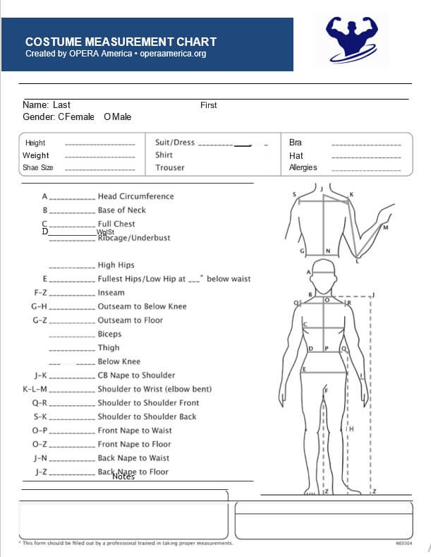 Printable Body Measurement Chart | room surf.com