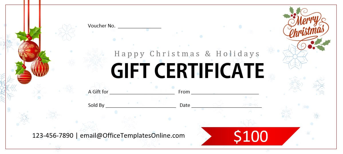 christmas holidays gift certificate template