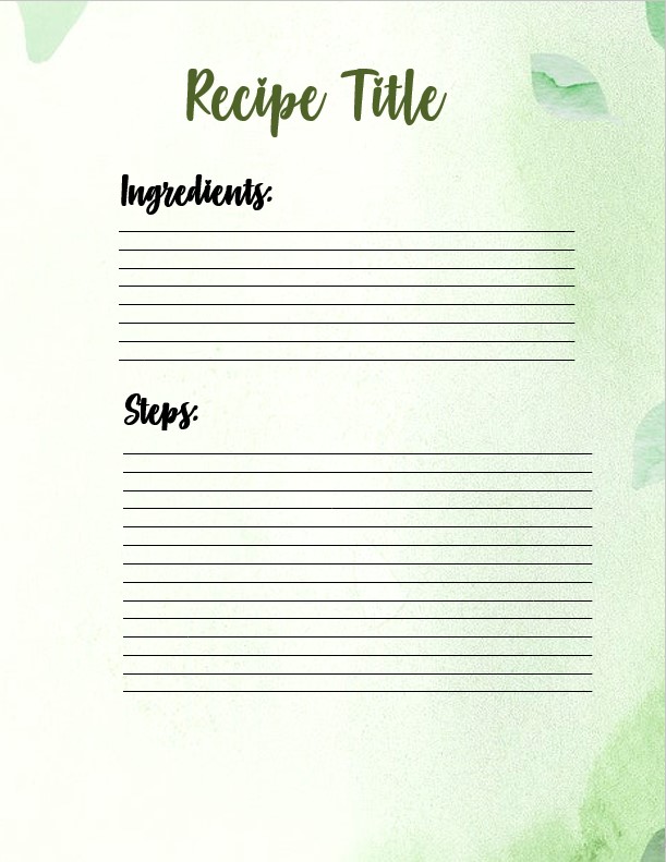 recipe card Printable