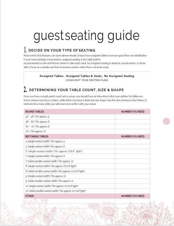 Wedding Planning Seating Guide