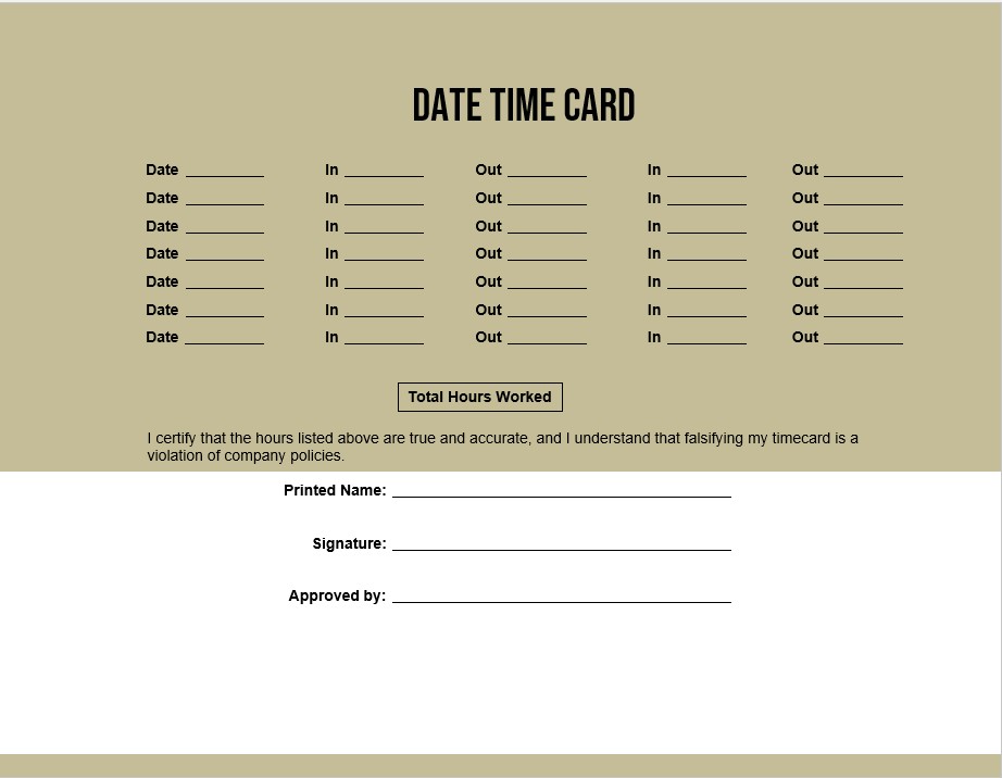 Date Time Card
