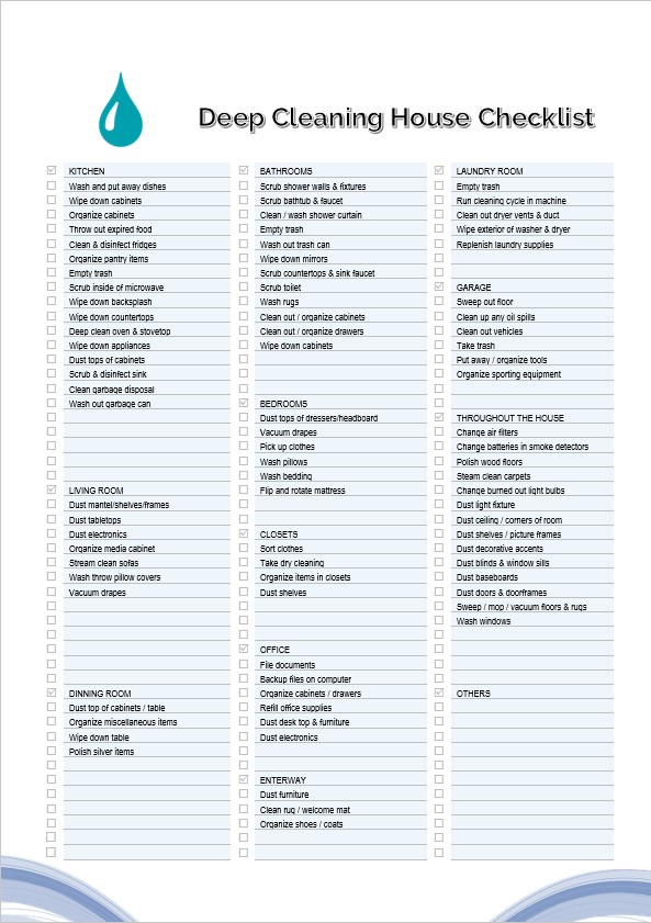 Deep Cleaning House Checklist