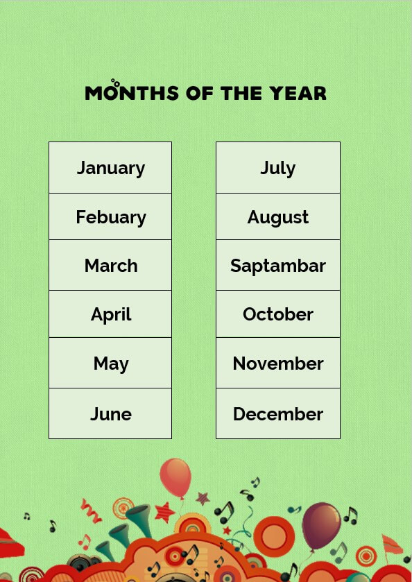 months of the year letter