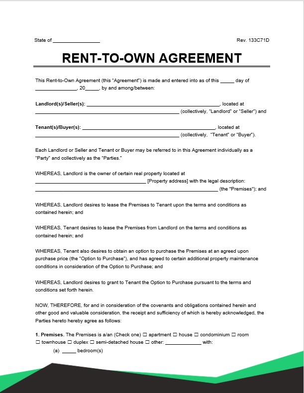rent to own lease agreement
