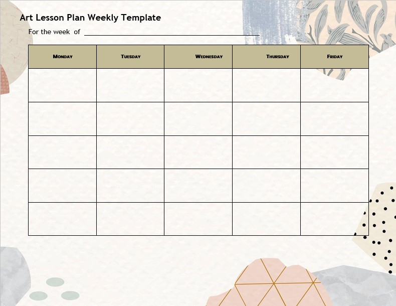Art lesson plan weekly template