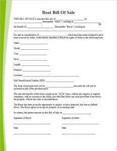 Bill Of Sale Form Free Printable 