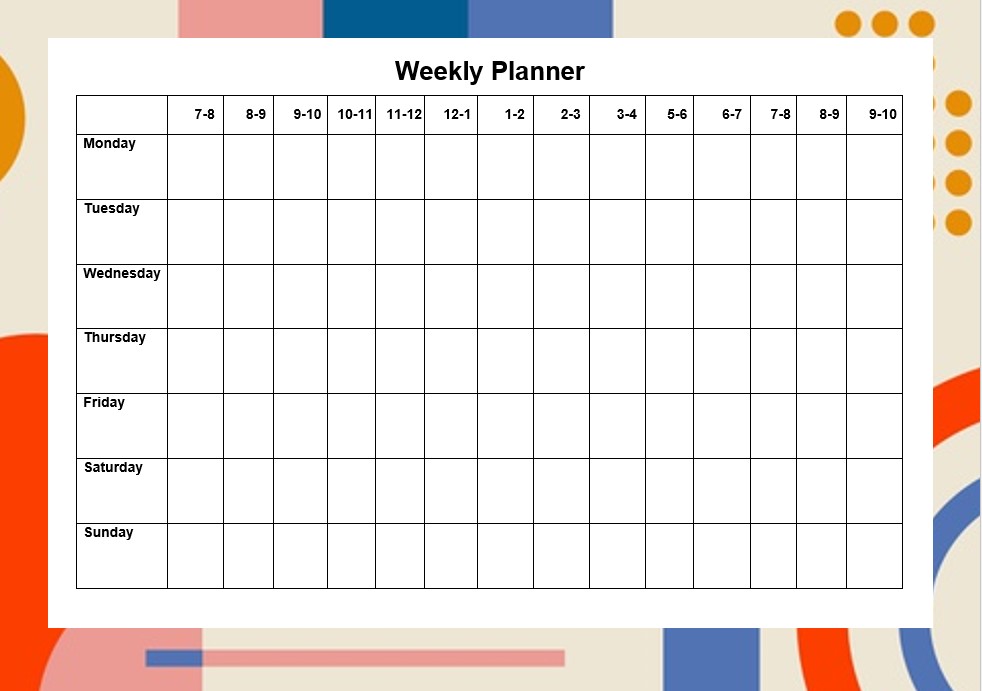 Example Weekly Planner Template