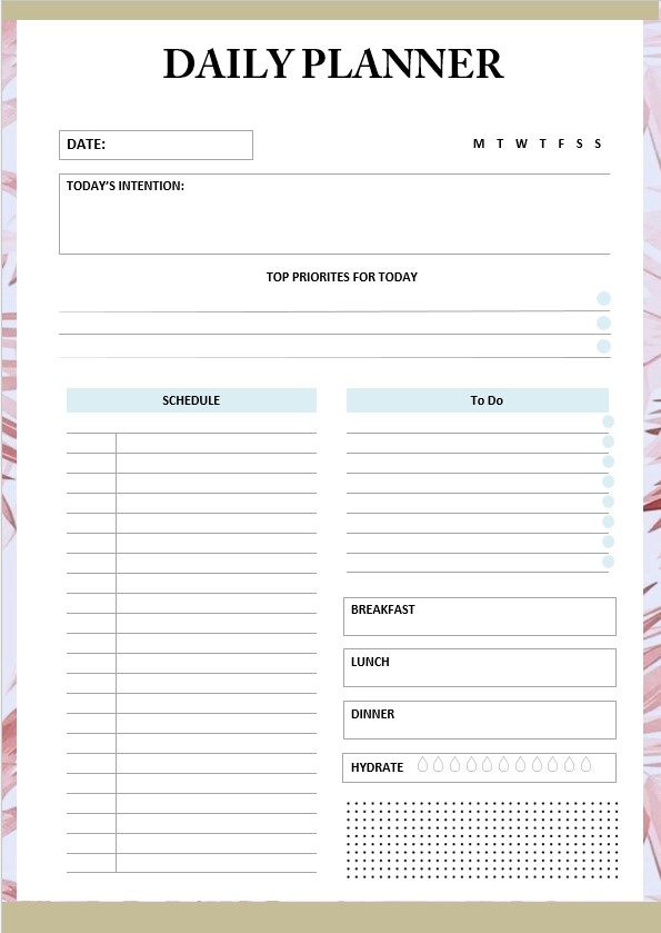 Daily Planner Template Printable | room surf.com