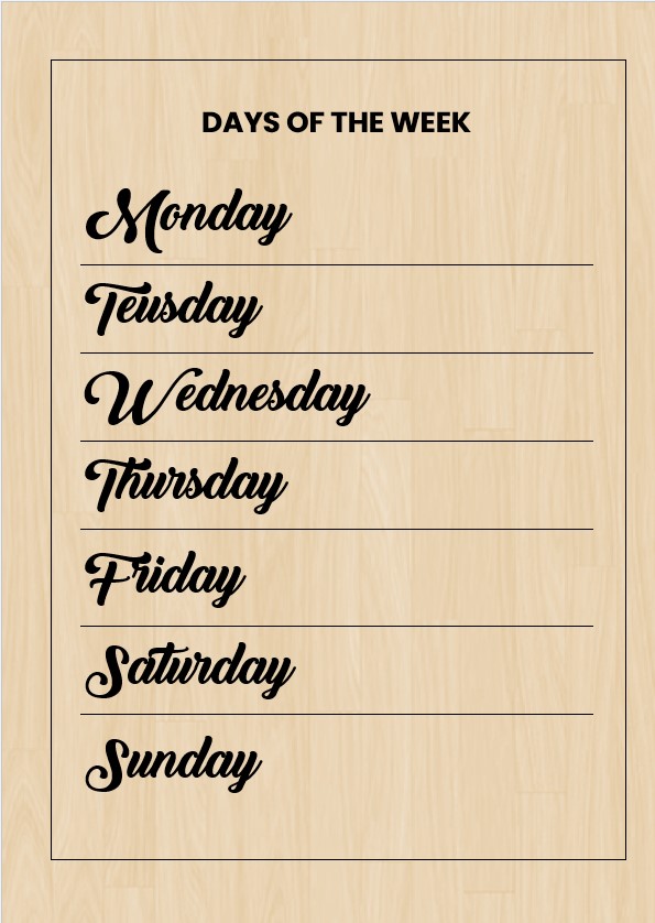 Blank days of the week