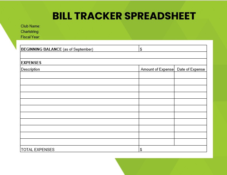 Fee Bill Tracking Spreadsheet