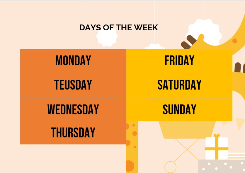 Free days of the week Template