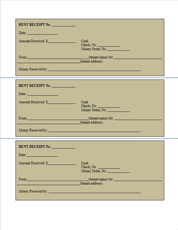 rental payment receipt template