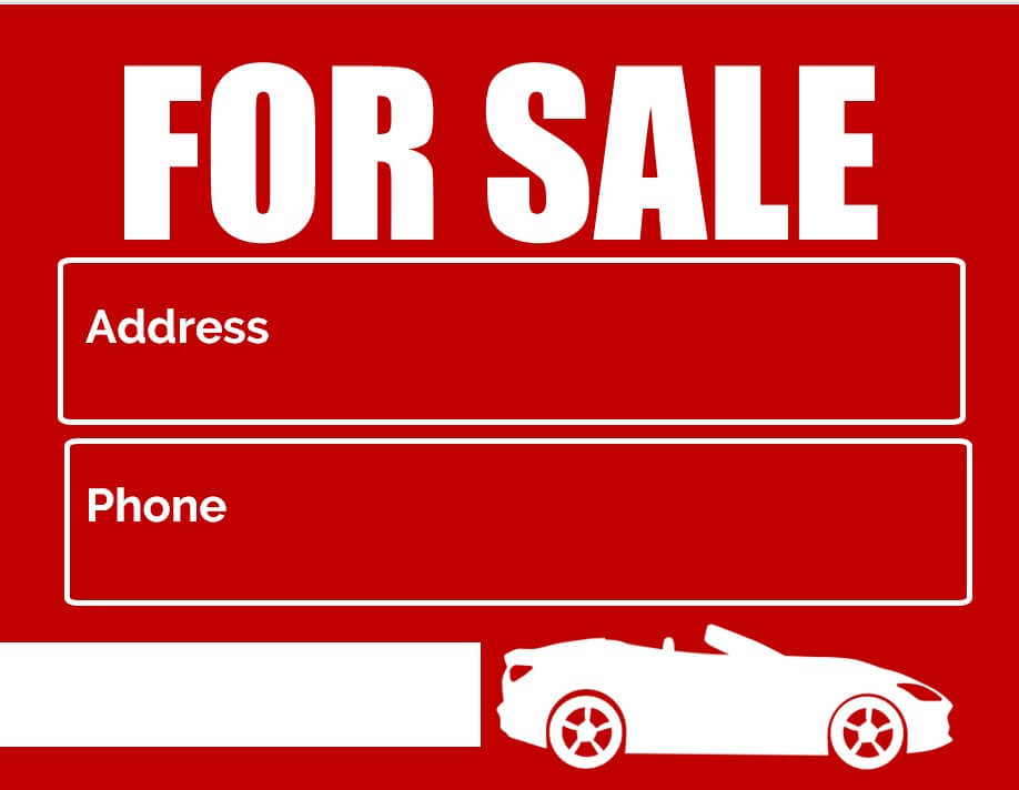 Printable For Sale Sign For Car | room surf.com