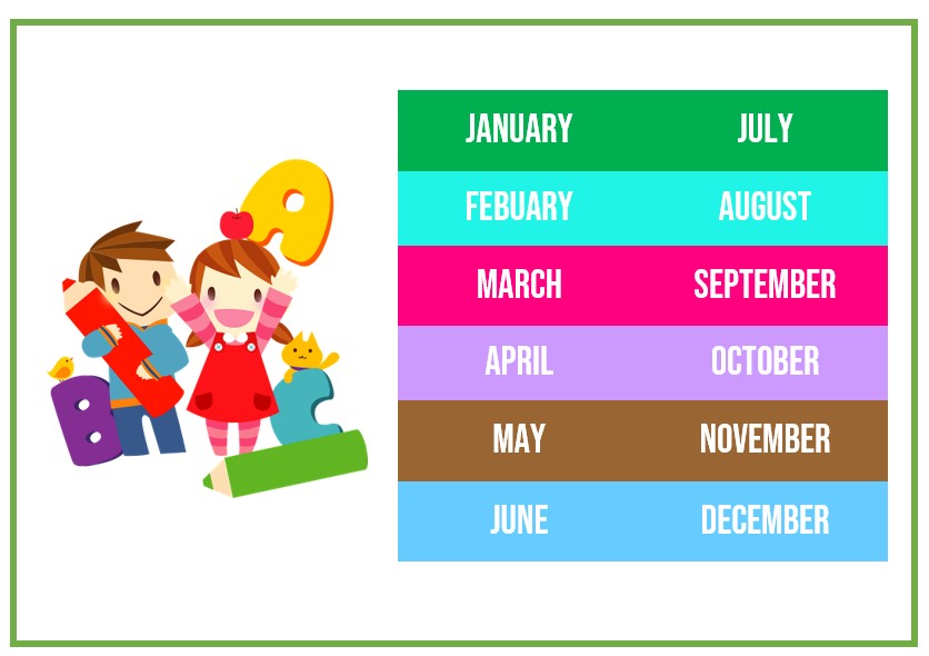 Kids months of the year template